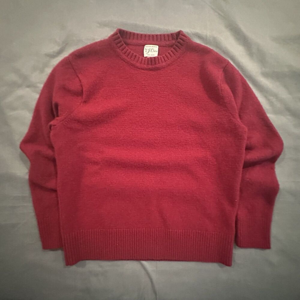 J.Crew Rugged Merino Sweater Wool Blend Womens L Crewneck Pullover Red Holiday